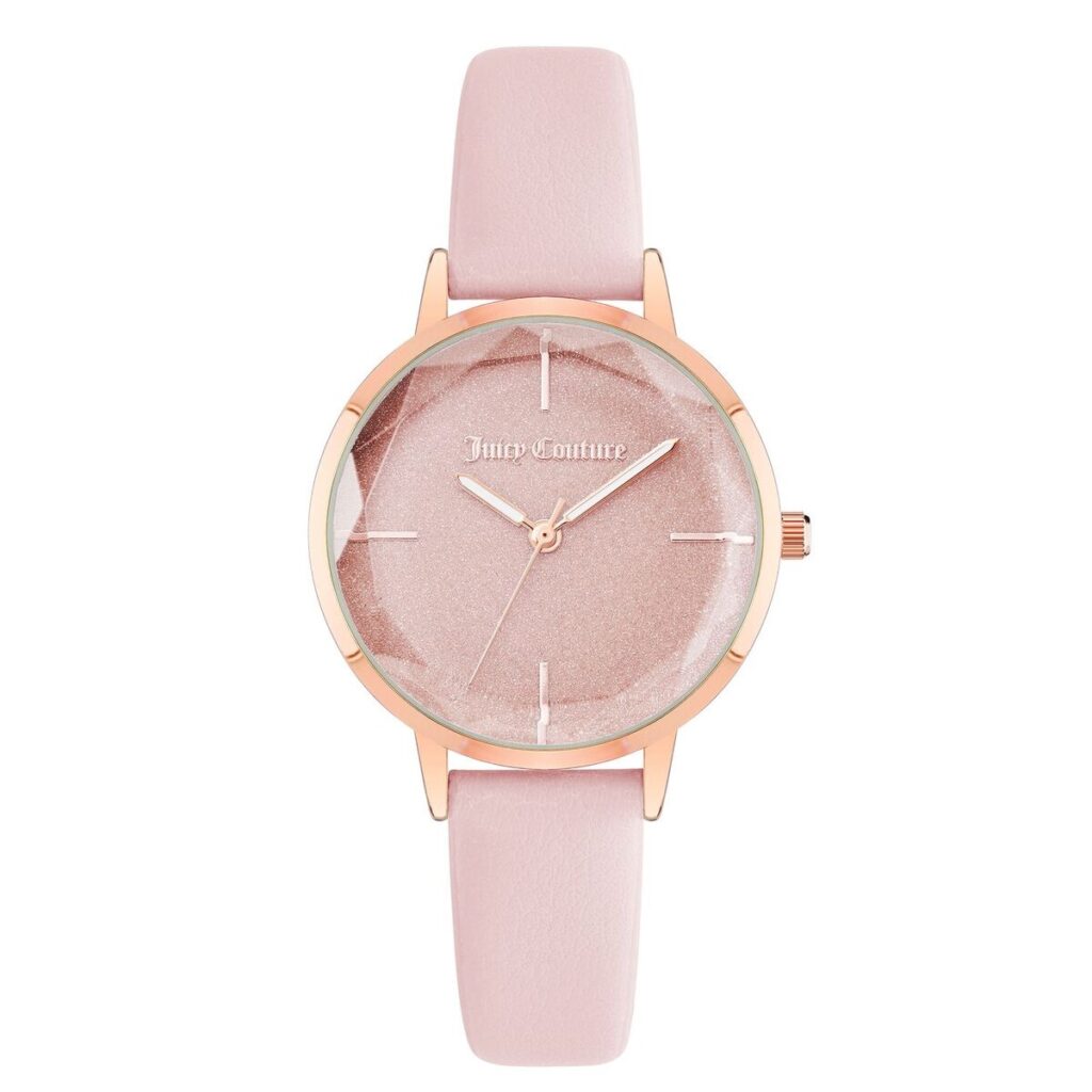 Elegante Damenuhr Juicy Couture mit rosa Armband und Quarz-Uhrwerk, Ø 34 mm