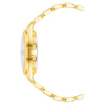 Elegante Damenuhr Nine West mit goldfarbenem Gehäuse und Metallarmband, Ø 34 mm, spritzwasserbeständig.