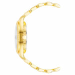 Elegante Damenuhr Nine West mit goldfarbenem Gehäuse und Metallarmband, Ø 34 mm, spritzwasserbeständig.