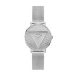 Damenuhr Guess (Ø 36 mm) aus Edelstahl mit grauem Design und Quarz-Uhrwerk.