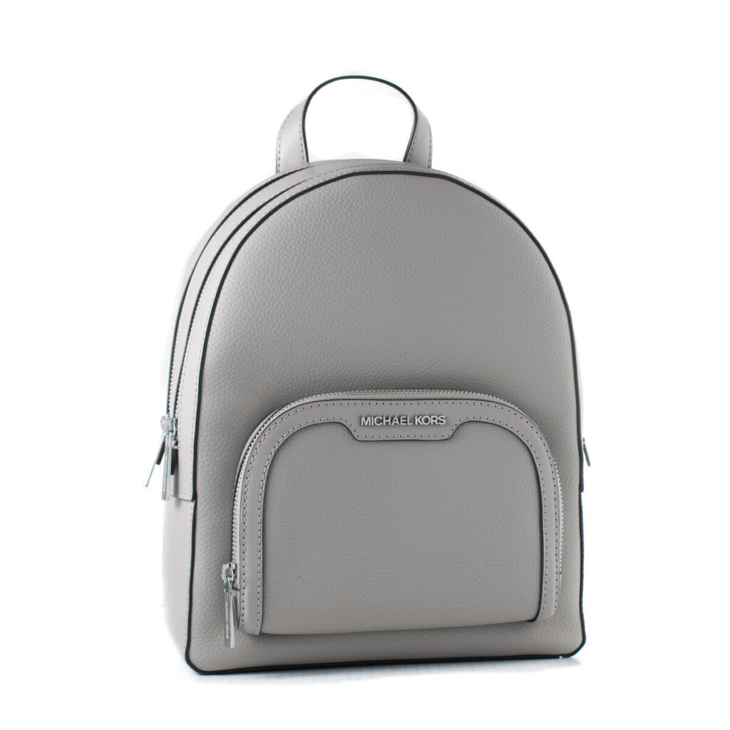 Rucksack Michael Kors PEARL in Grau aus hochwertigem Leder, ideal für den Alltag mit kompakten Maßen und sicherem Reißverschluss.