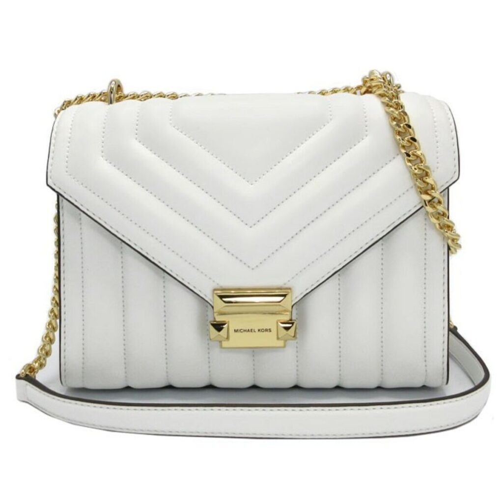 Tasche Michael Kors Whitney in Weiß - elegante Umhängetasche aus hochwertiger Haut mit praktischem Plattenspeicher-Verschluss.