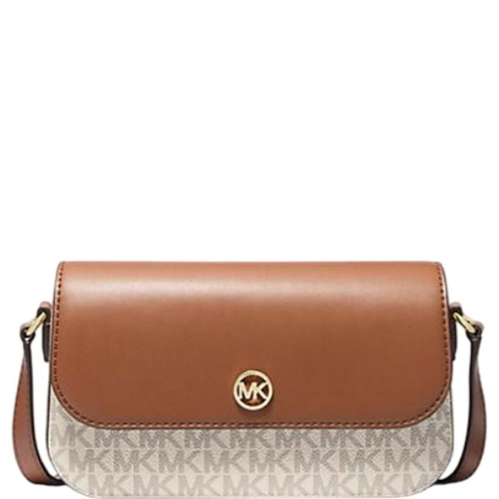 Umhängetasche Michael Kors Beige aus hochwertigem Leder, Maße 21 x 14 x 4,5 cm, elegantes Design für jeden Anlass.