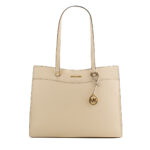 Elegante Tasche Michael Kors Beige aus hochwertigem Leder mit Reißverschluss und großzügigen Maßen von 37 x 28 x 12 cm.