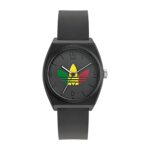 Unisex-Uhr Adidas (Ø 38 mm) in Schwarz mit Silikonarmband und robustem Harzgehäuse, ideal für jeden Anlass.