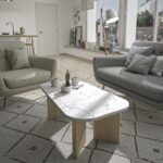 Elegante Tischdekoration Weiß aus Marmor, ovaler Beistelltisch für stilvolle Wohnräume.