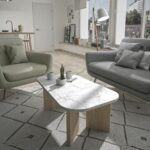 Elegante Tischdekoration Weiß aus Marmor, ovaler Beistelltisch für stilvolle Wohnräume.