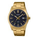 Elegante Herrenuhr Casio mit Ø 48 mm, Edelstahlgehäuse in Gold, Quarzwerk und mineralischem Glas.