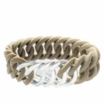Elegantes Damen Armbänd TheRubz 25 mm aus Silikon und Edelstahl in beige, ideal für jeden Anlass.