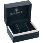 Unisex-Uhr Maserati (Ø 44 mm) aus Edelstahl mit buntem Armband und schwarzer Krone, wasserdicht bis 10 atm.