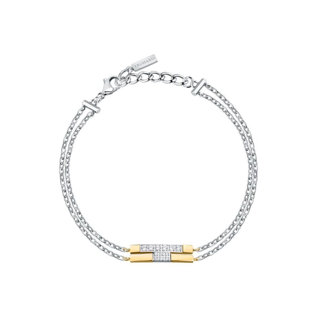 Elegantes Damen Armbänd Trussardi 16 aus Edelstahl, verstellbar von 16 bis 19 cm, ideal für jeden Anlass.