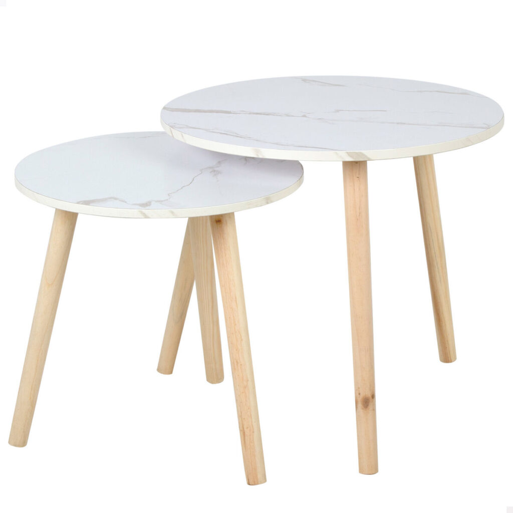 Satz mit 2 Tischen Max Home in Weiß, 48 x 45 x 48 cm, modernes Design aus Holz MDF, ideal für jeden Raum.