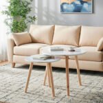 Satz mit 2 Tischen Max Home in Weiß, 48 x 45 x 48 cm, modernes Design aus Holz MDF, ideal für jeden Raum.