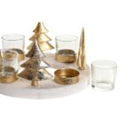 Weihnachtliche Kerzenhalter DKD Home Decor in Gold, 2 Stück, aus Holz und Kristall, ideal für festliche Dekoration