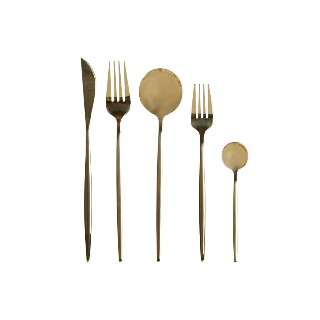 Elegantes Besteckset DKD Home Decor in Gold, 20 Teile aus hochwertigem Edelstahl für stilvolle Tischgestaltung.