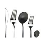 Elegantes Besteckset DKD Home Decor in Schwarz aus Edelstahl, 20 Teile für stilvolle Tischdekoration.