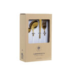 Elegantes Besteckset DKD Home Decor in Weiß und Gold, 24-teilig aus Edelstahl, ideal für besondere Anlässe und den täglichen Gebrauch.