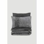 Bettwäsche Set Grau 220 x 240 cm aus hochwertiger Baumwolle mit 2 Kissenbezügen, ideal für stilvolle Schlafzimmer.