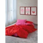 Bettwäsche Set Rot Rosa 220 x 240 cm aus hochwertiger Baumwolle, ideal für ein modernes Schlafzimmer.