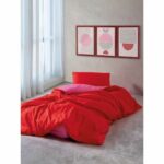 Bettwäsche Set Rot Rosa 220 x 240 cm aus hochwertiger Baumwolle, ideal für ein modernes Schlafzimmer.