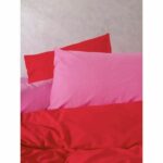 Bettwäsche Set Rot Rosa 220 x 240 cm aus hochwertiger Baumwolle, ideal für ein modernes Schlafzimmer.