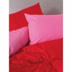 Bettwäsche Set Rot Rosa 220 x 240 cm aus hochwertiger Baumwolle, ideal für ein modernes Schlafzimmer.