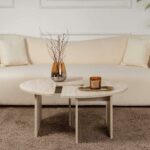 Eleganter Couchtisch MOIRA mit Travertin-Marmor-Effekt für stilvolle Tischdekoration