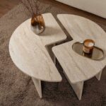 Eleganter Couchtisch MOIRA mit Travertin-Marmor-Effekt für stilvolle Tischdekoration