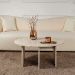 Eleganter Couchtisch MOIRA mit Travertin-Marmor-Effekt für stilvolle Tischdekoration