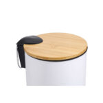 Papierkorb mit Pedal Confortime in Schwarz und Weiß, aus Metall und Bambus, 3 Liter Kapazität, 6 Stück Set.