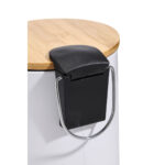 Papierkorb mit Pedal Confortime in Schwarz und Weiß, aus Metall und Bambus, 3 Liter Kapazität, 6 Stück Set.