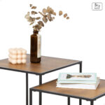 2er-Set Beistelltische Max Home aus Eisen und MDF-Holz, ideal für stilvolle Wohnräume.
