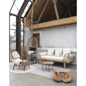 Jammu Beistelltisch Mangoholz/Natur mit runder Platte und gedrechselten Beinen