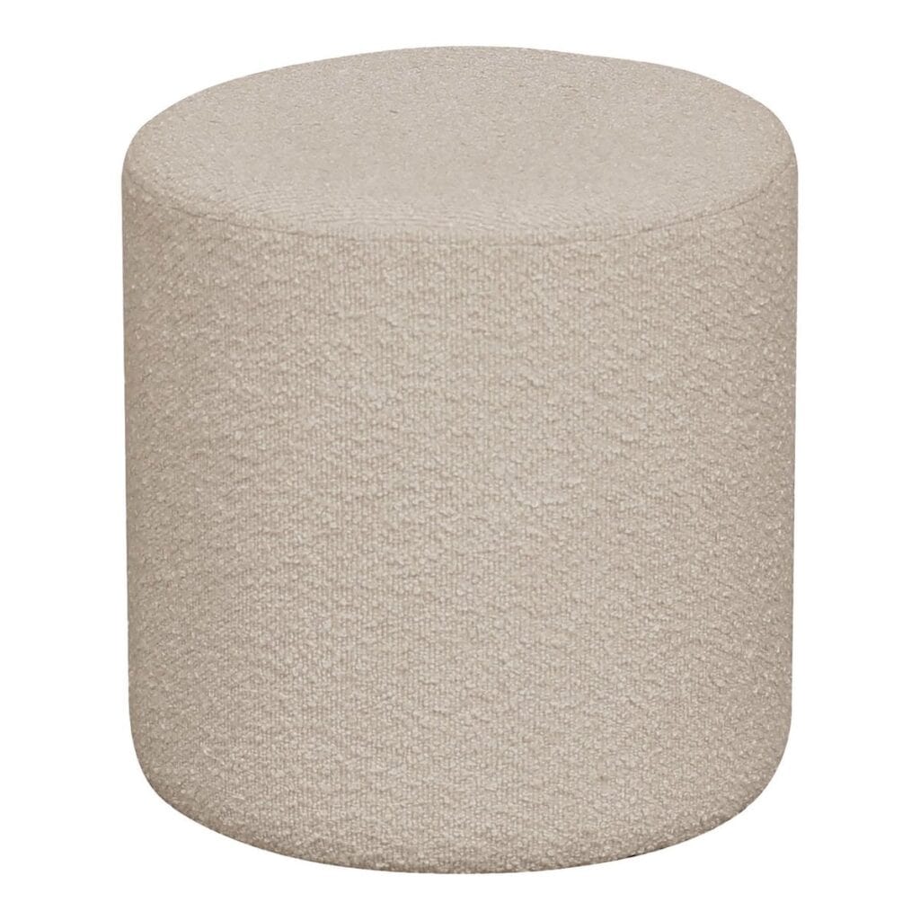 Adel Pouf Beige - stilvolles Akzentstück aus Bouclé-Stoff