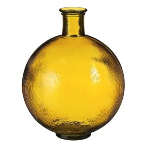 Solara Vase Gelb von Mica Decorations - stilvolle Flaschenvase aus recyceltem Glas