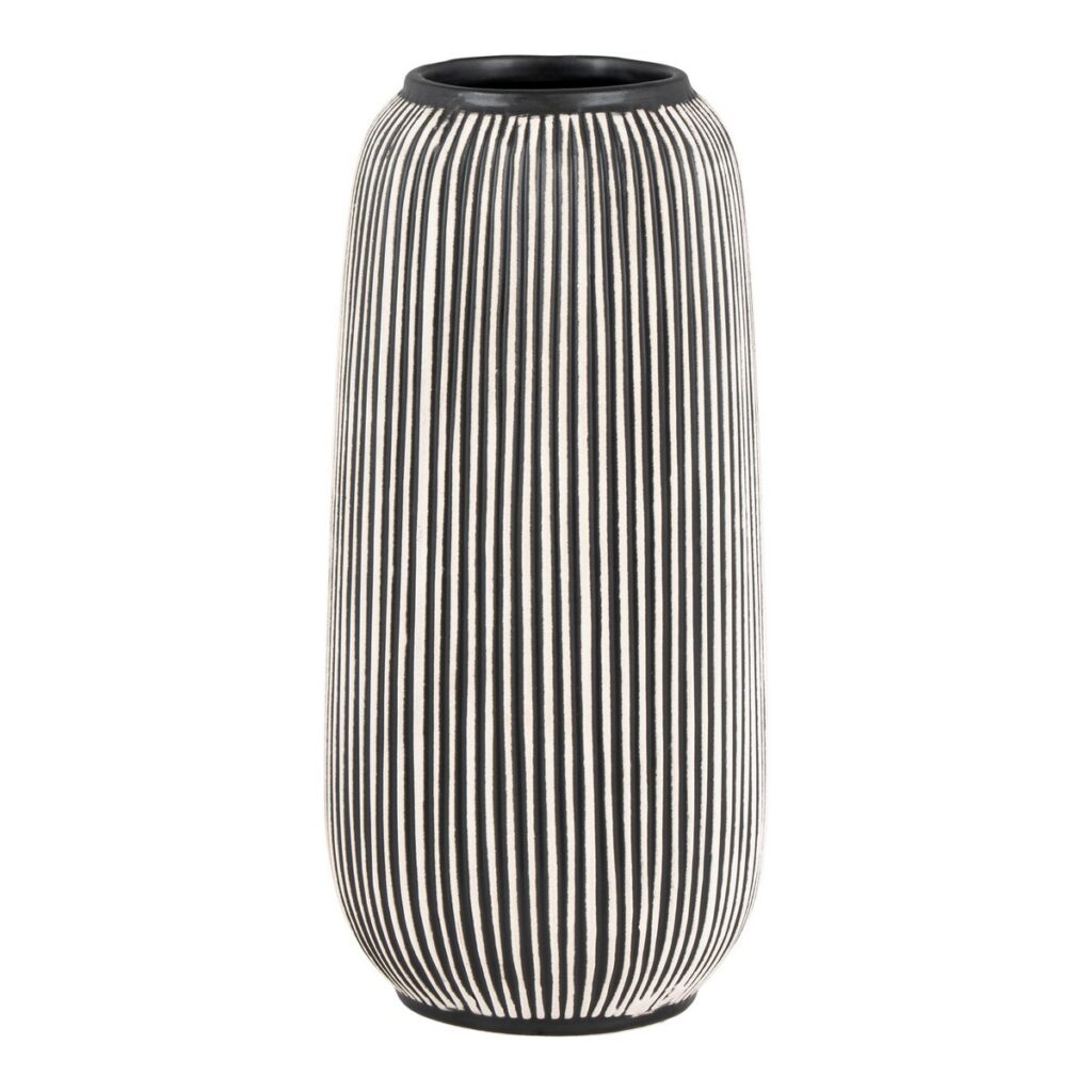 Irsa Vase Schwarz/Weiß aus Kalkstein mit modernem Design