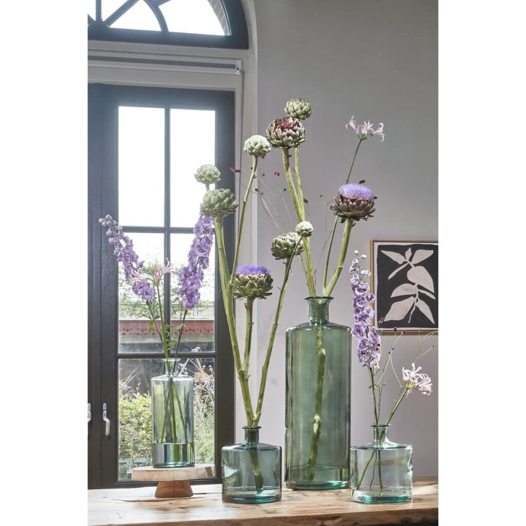Dara Vase Grün/Grau aus recyceltem Glas – stilvolles Wohnaccessoire