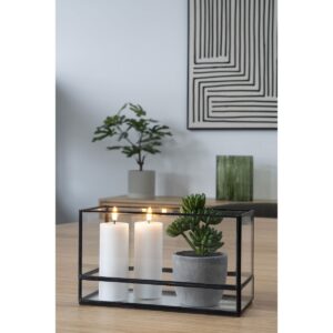 Hiza Windlicht Schwarz - modernes Design aus Glas und Metall