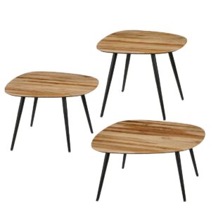 Wendy Beistelltischset Holzbraun von Mica Decorations – 3er Set mit Holzmaserung