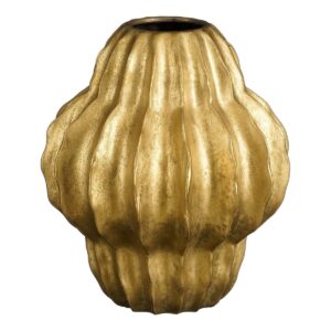 Alima Vase Gold von Mica Decorations – handgefertigte Keramik mit Rippendesign