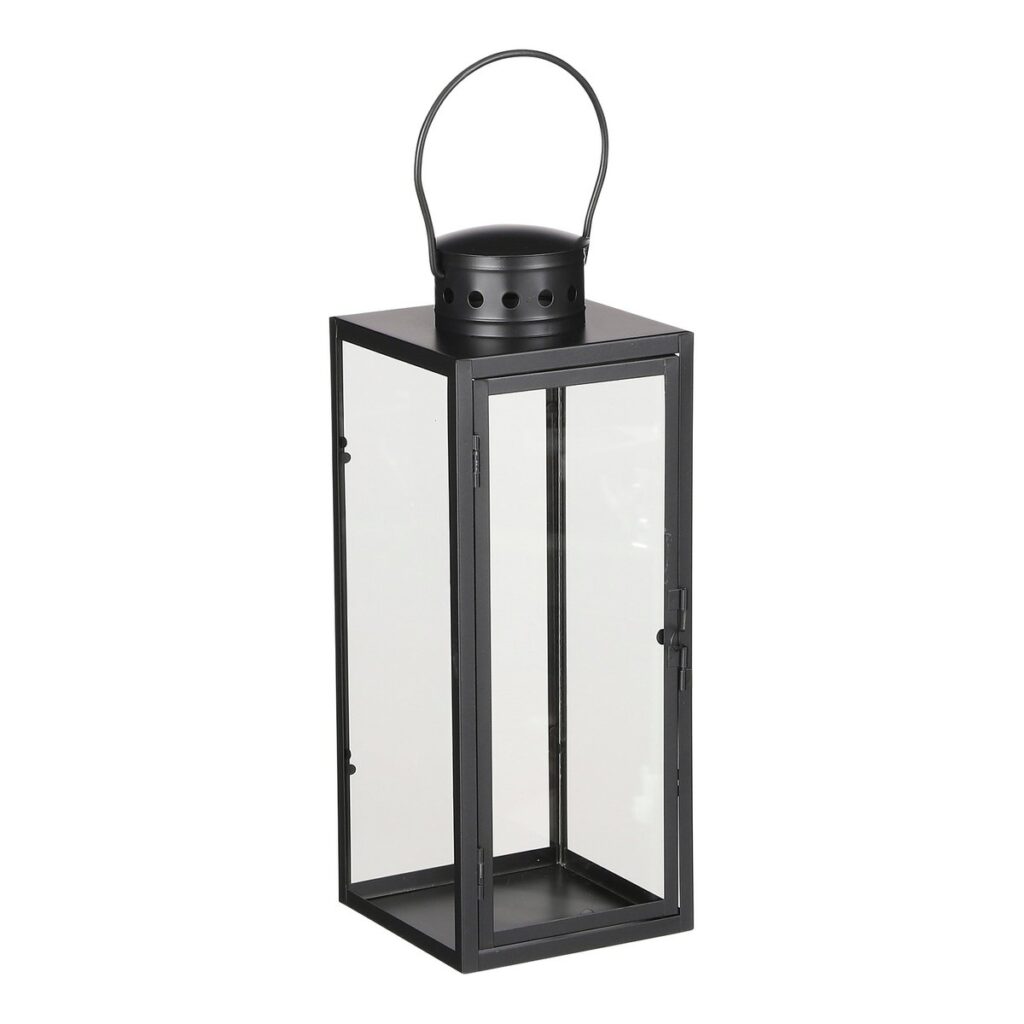 Asira Laterne Schwarz von Mica Decorations – modernes Design mit großen Glasseiten