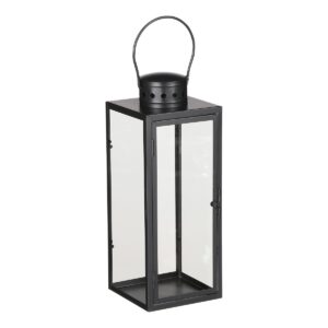 Asira Laterne Schwarz von Mica Decorations – modernes Design mit großen Glasseiten