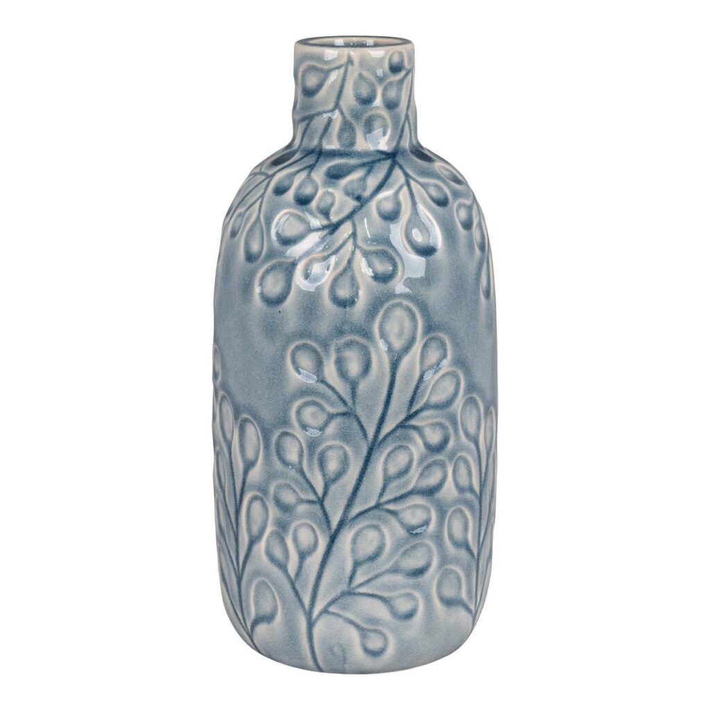 Marina Vase Blau - elegante Keramikvase mit Blumenmuster