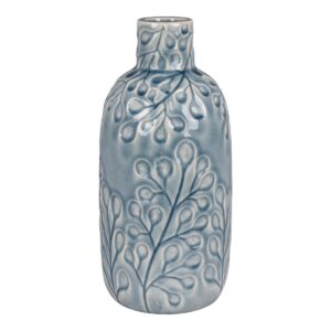 Marina Vase Blau - elegante Keramikvase mit Blumenmuster