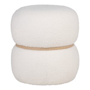 Milan Pouf Weiß - stilvolles Akzentstück aus Teddystoff