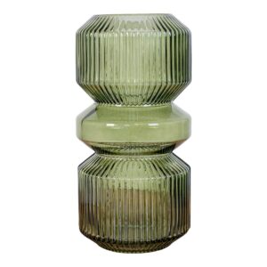 Ziva Vase Grün aus Glas mit segmentiertem Design