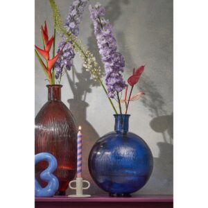 Firenza Vase Dunkelblau von Mica Decorations – stilvolle Flaschenvase aus recyceltem Glas