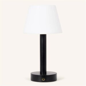 Zoe Tischlampe Schwarz - wiederaufladbare Holzlampe mit dimmbarer LED