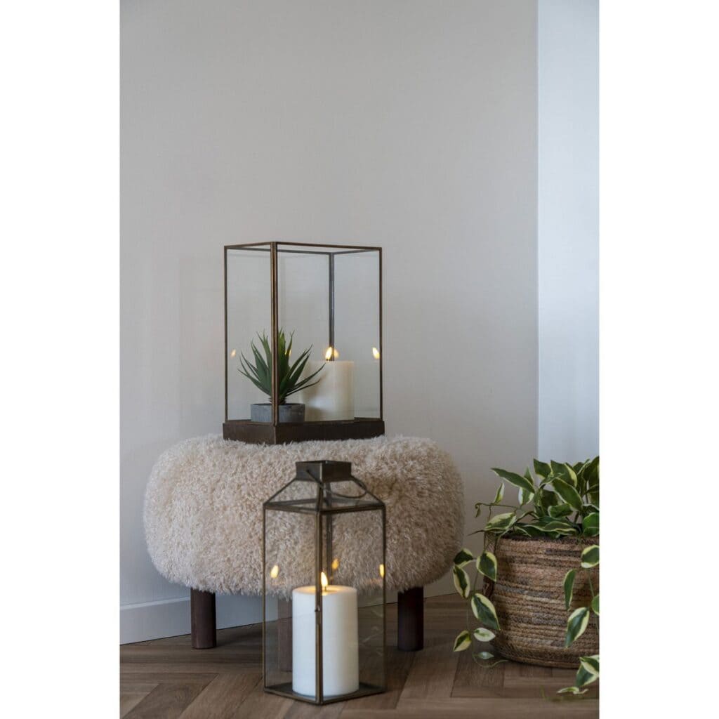 Mysore Laterne Gold - Antik-Messing-Optik, Metall und Glas