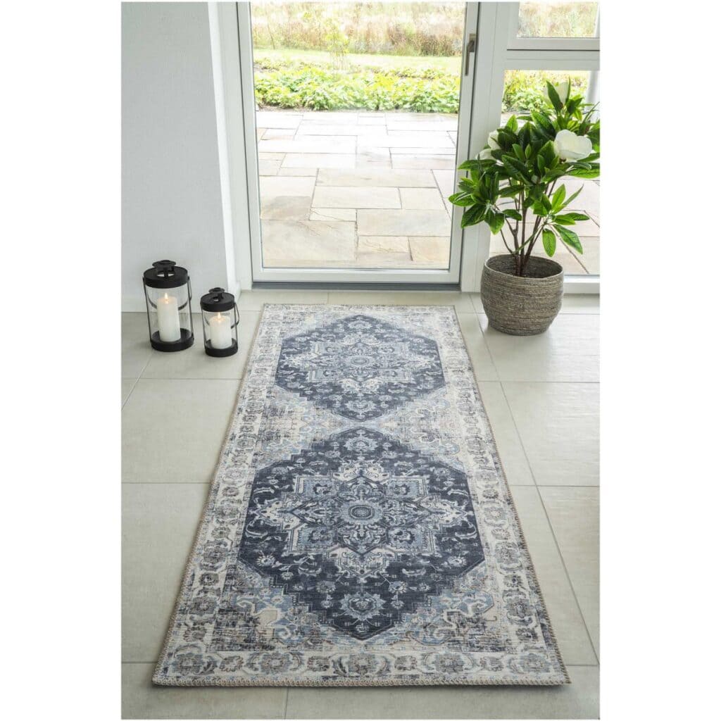 Harla Flurläufer Blau – 80×200 cm aus Chenille-Polyester